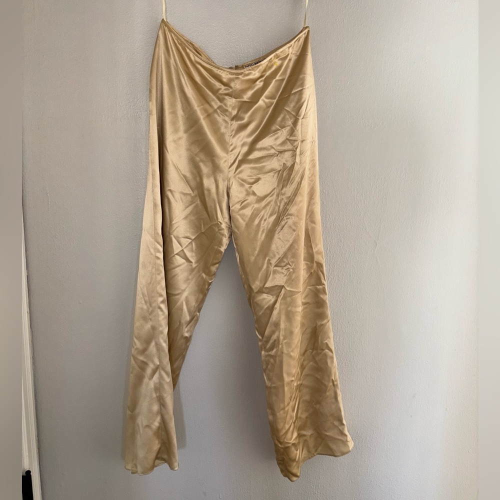 Light gold 100% silk vintage pants